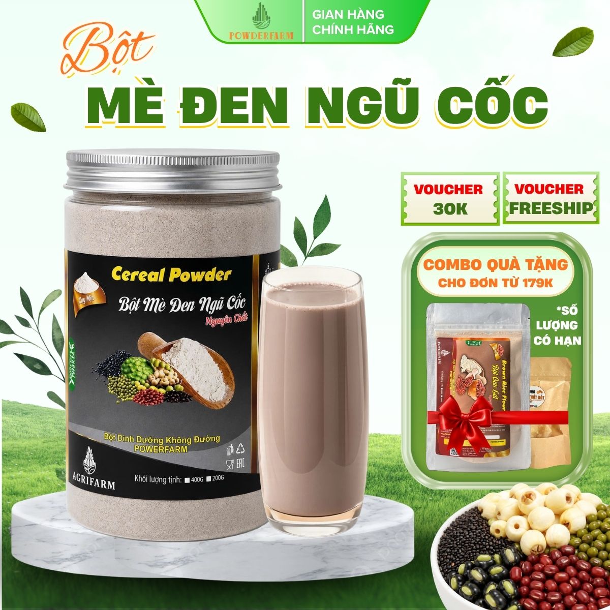 Bột mè đen ngũ cốc Powderfarm