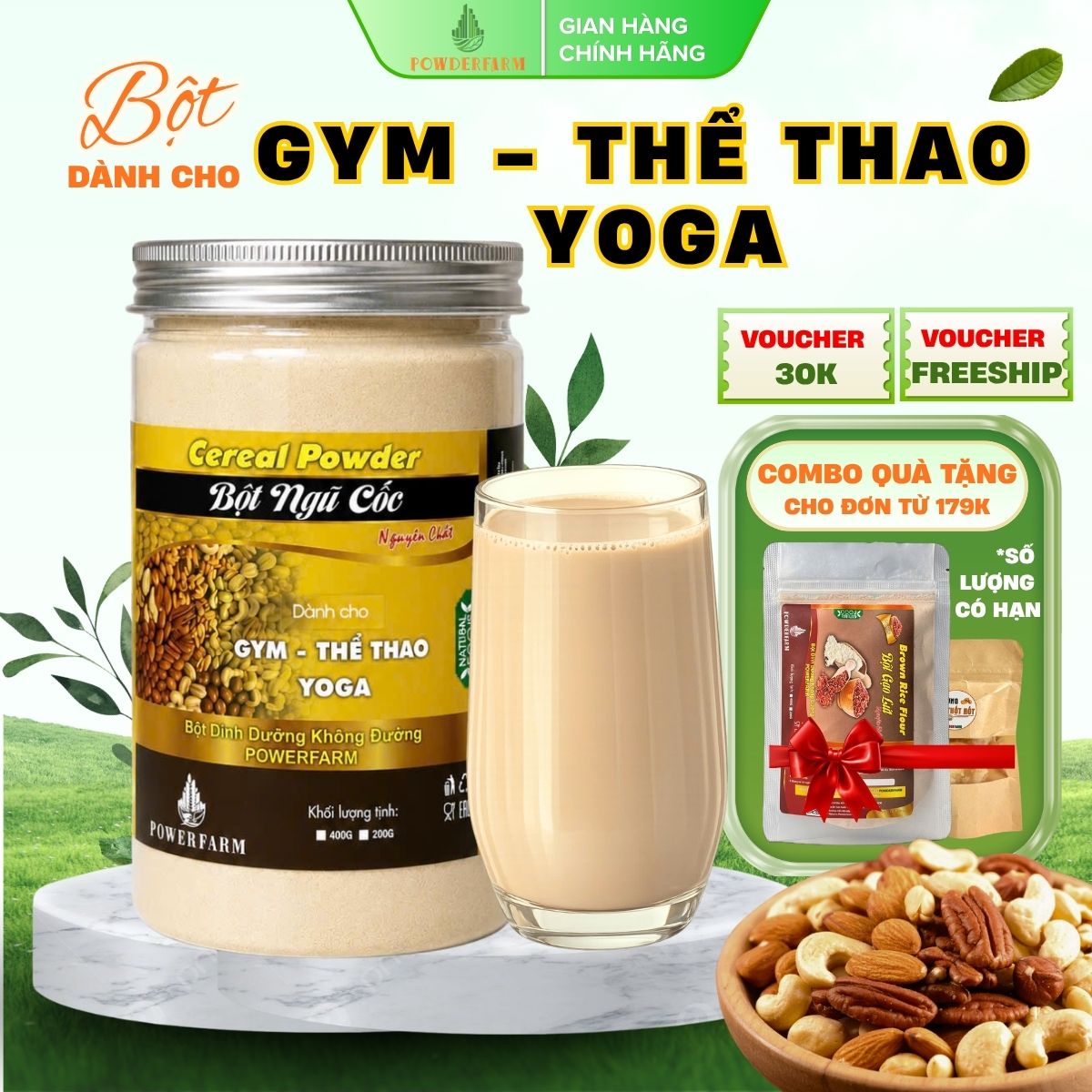 Bột ngũ cốc dành cho Thể thao - Gym - Yoga Powderfarm