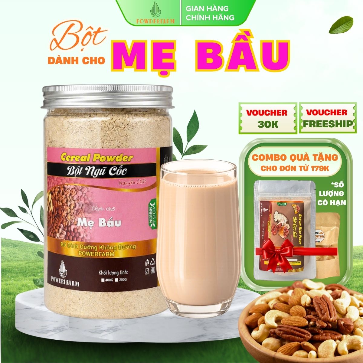 Bột ngũ cốc dành cho mẹ Bầu PowderfarmBột ngũ cốc dành cho mẹ Bầu Powderfarm