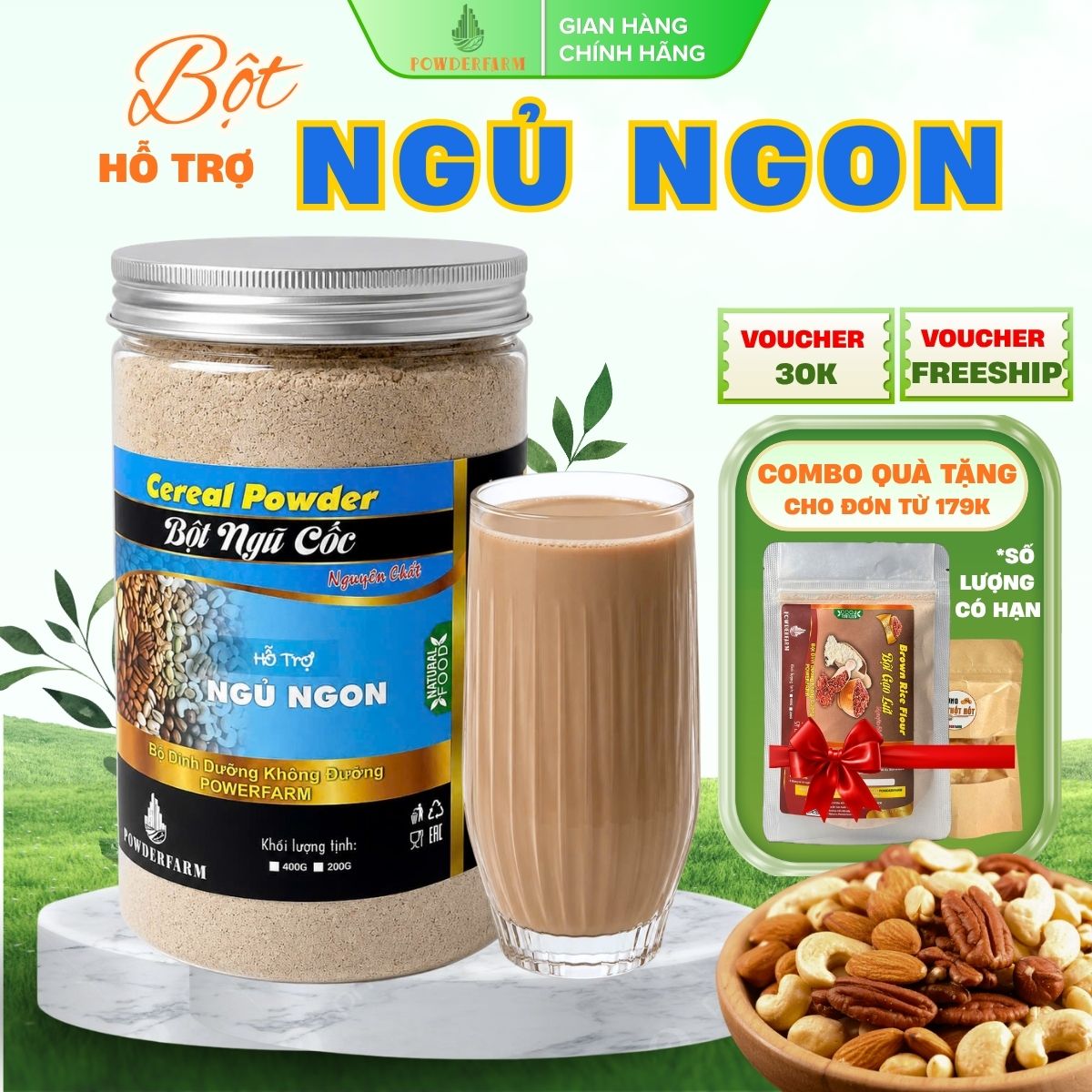 Bột ngũ cốc hỗ trợ Ngủ ngon Powderfarm