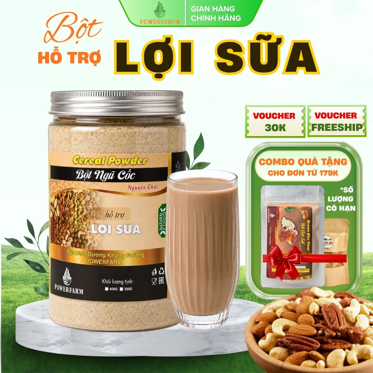 Bột ngũ cốc hỗ trợ Lợi Sữa Powderfarm