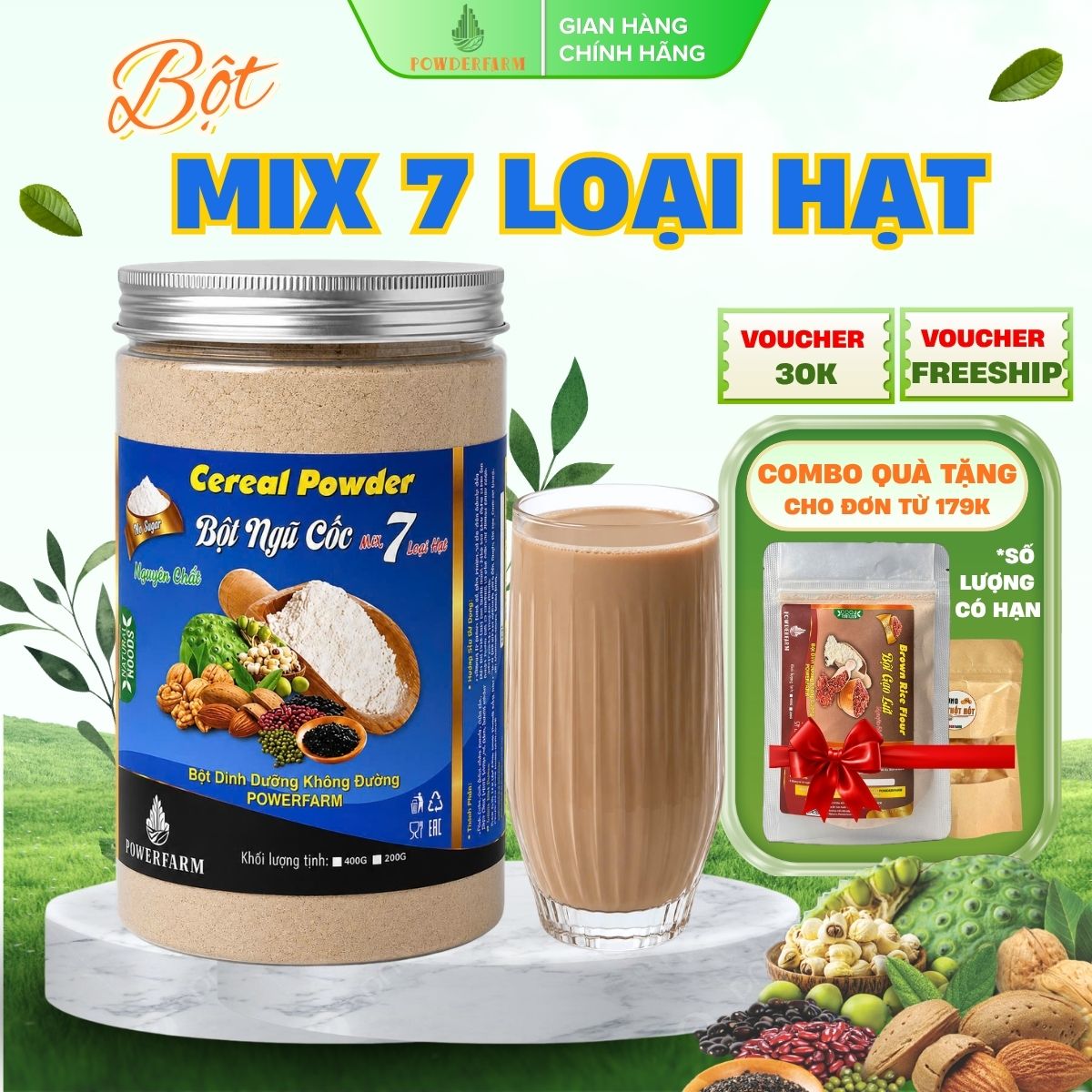 Bột ngũ cốc mix 7 loại hạt Powderfarm