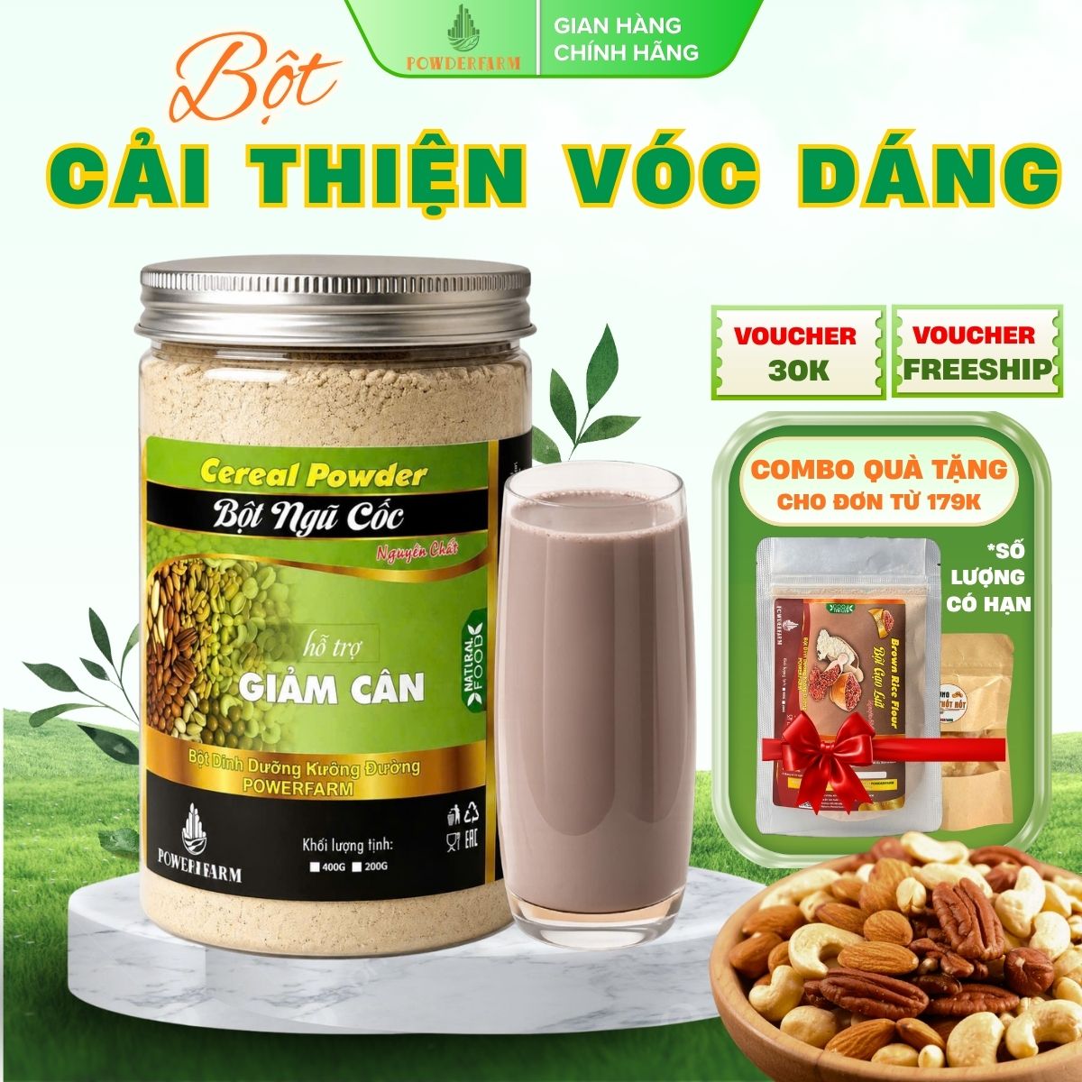 Bột ngũ cốc hỗ trợ Giảm Cân Powderfarm