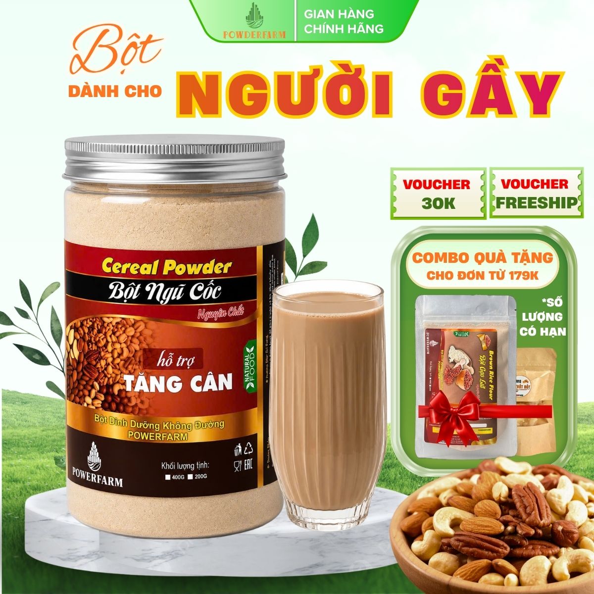 Bột ngũ cốc hỗ trợ Tăng cân Powderfarm